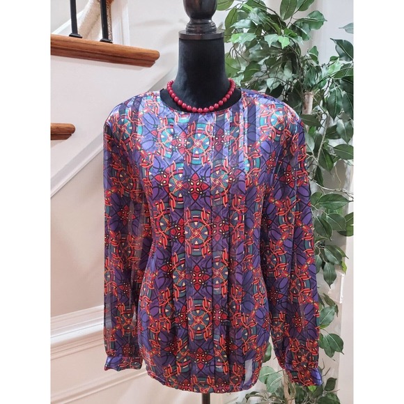 Westbound Women's Multicolor 100% Polyester Round Neck Long Sleeve Top Blouse 18 - Picture 1 of 11
